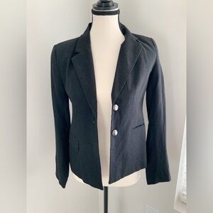 harve benard Women's Size 2 blazer Jacket Solid Dark Blue Navy Long Sleeve